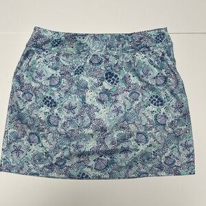 Coral Bay Blue Green Beach Print Skort Women’s Large